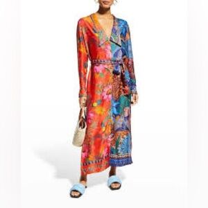 Farm Rio Kimono Button Front Mixed Print Chemise Dress XS